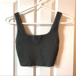 Aritzia Babaton Sculpt Knit Cropped Tank Smoky Emerald Green Gray 2XS NWOT